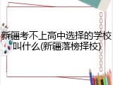 新疆考不上高中选择的学校叫什么(新疆落榜择校)
