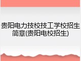 贵阳电力技校技工学校招生简章(贵阳电校招生)