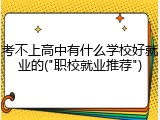 考不上高中有什么学校好就业的("职校就业推荐")