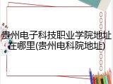 贵州电子科技职业学院地址在哪里(贵州电科院地址)