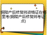 铜陵产后修复师资格证在哪里考(铜陵产后修复师考证点)