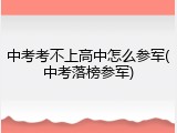 中考考不上高中怎么参军(中考落榜参军)