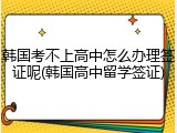 韩国考不上高中怎么办理签证呢(韩国高中留学签证)