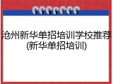 沧州新华单招培训学校推荐(新华单招培训)