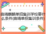 曲靖麒麟单招集训学校要什么条件(曲靖单招集训条件)