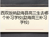 西双版纳勐海县高三生去哪个补习学校(勐海高三补习学校)