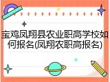 宝鸡凤翔县农业职高学校如何报名(凤翔农职高报名)