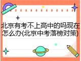 北京有考不上高中的吗现在怎么办(北京中考落榜对策)