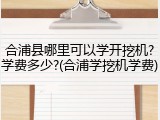 合浦县哪里可以学开挖机?学费多少?(合浦学挖机学费)