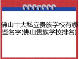 佛山十大私立贵族学校有哪些名字(佛山贵族学校排名)