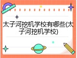 太子河挖机学校有哪些(太子河挖机学校)