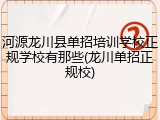河源龙川县单招培训学校正规学校有那些(龙川单招正规校)