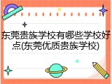 东莞贵族学校有哪些学校好点(东莞优质贵族学校)