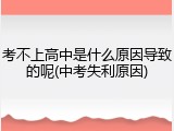 考不上高中是什么原因导致的呢(中考失利原因)