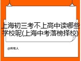 上海初三考不上高中读哪些学校呢(上海中考落榜择校)