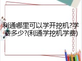 利通哪里可以学开挖机?学费多少?(利通学挖机学费)