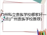 广州私立贵族学校哪家好一点(广州贵族学校推荐)