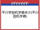 平川学挖机学费多少(平川挖机学费)