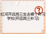 红河开远高三生去哪个补习学校(开远高三补习)