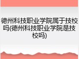 德州科技职业学院属于技校吗(德州科技职业学院是技校吗)