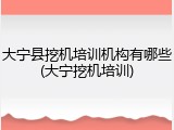 大宁县挖机培训机构有哪些(大宁挖机培训)