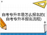 自考专升本是怎么报名的(自考专升本报名流程)