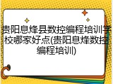 贵阳息烽县数控编程培训学校哪家好点(贵阳息烽数控编程培训)