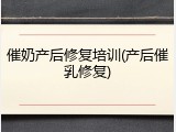 催奶产后修复培训(产后催乳修复)