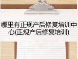 哪里有正规产后修复培训中心(正规产后修复培训)