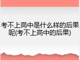 考不上高中是什么样的后果呢(考不上高中的后果)