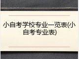 小自考学校专业一览表(小自考专业表)