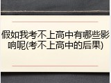 假如我考不上高中有哪些影响呢(考不上高中的后果)