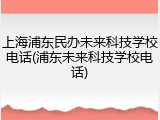 上海浦东民办未来科技学校电话(浦东未来科技学校电话)