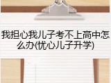 我担心我儿子考不上高中怎么办(忧心儿子升学)