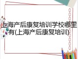上海产后康复培训学校哪里有(上海产后康复培训)