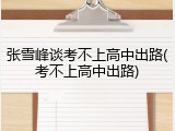 张雪峰谈考不上高中出路(考不上高中出路)