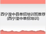 西宁湟中县单招培训班推荐(西宁湟中单招培训)