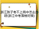 浙江孩子考不上高中怎么办呀(浙江中考落榜对策)