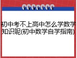 初中考不上高中怎么学数学知识呢(初中数学自学指南)
