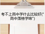 考不上高中学什么比较好("高中落榜学啥")