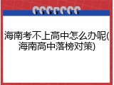 海南考不上高中怎么办呢(海南高中落榜对策)