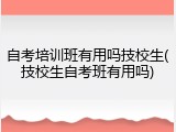 自考培训班有用吗技校生(技校生自考班有用吗)
