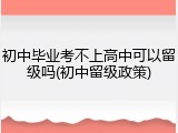 初中毕业考不上高中可以留级吗(初中留级政策)