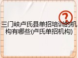 三门峡卢氏县单招培训的机构有哪些(卢氏单招机构)