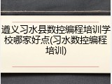 遵义习水县数控编程培训学校哪家好点(习水数控编程培训)