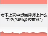 考不上高中想当律师上什么学校("律师梦校推荐")
