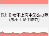 假如你考不上高中怎么办呢(考不上高中咋办)
