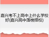 嘉兴考不上高中上什么学校好(嘉兴高中落榜择校)