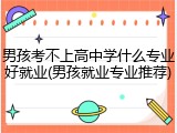 男孩考不上高中学什么专业好就业(男孩就业专业推荐)