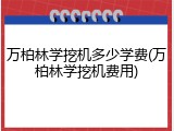 万柏林学挖机多少学费(万柏林学挖机费用)